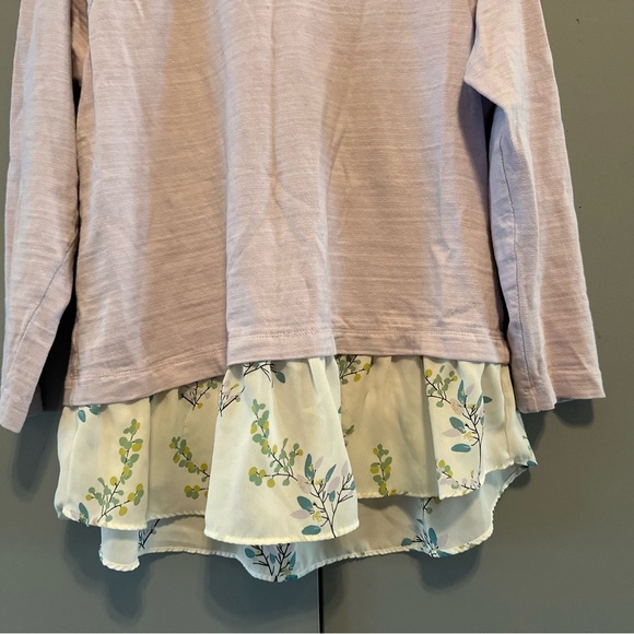 LOFT - Lavender Knit Top With Floral Hem (Size S) - Picture 4 of 12